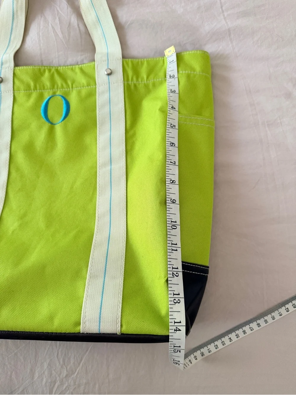Canvas Tote Bag in Lime Green with Contrast Straps - from the Oprah Winfrey Show